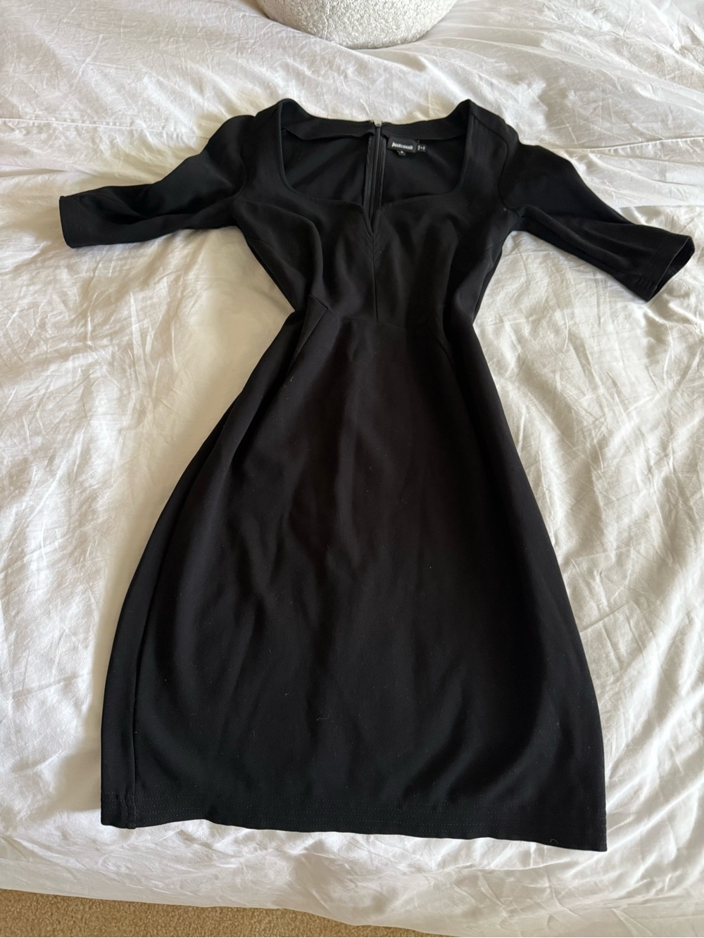 Just Cavalli Black Square-Neck Midi Dress